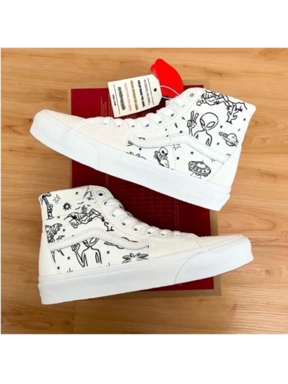 Vans Sk8-Hi Tapered Unidentified U-Paint White Skate Shoes Women 8.5 US